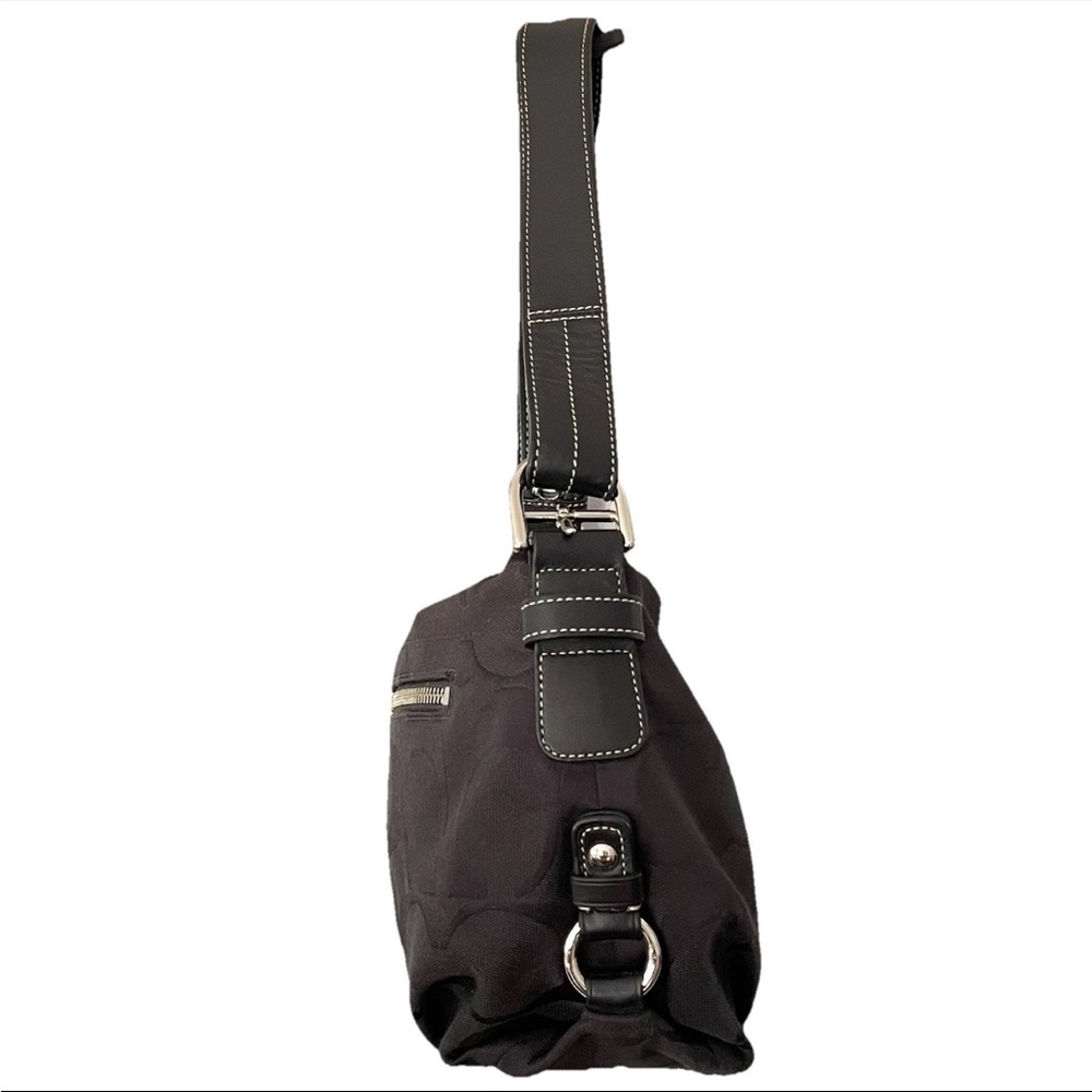 VTG Y2K COACH Signature Jacquard East West Shoulder Bag Purse Monochrome Black - Picture 4 of 14